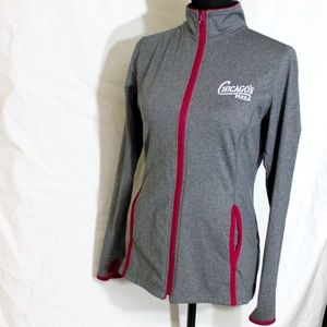 CHICAGO'S PIZZA SPORT-TEK GRAY WITH PURPLE TRIM ATHLETIC JACKET SIZE SMALL ZIP